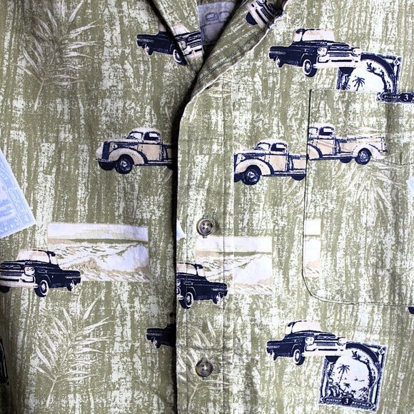 Retro Puritan Men's XL Button Down Shirt Classic Trucks Palm Trees - Picture 5 of 5